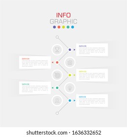 Business data visualization. Infographic element with icons and options or steps. Can be used for process, presentation, diagram, workflow layout, info graph, web design. Vector business template.