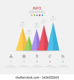 Business data visualization. Infographic element with icons and options or steps. Can be used for process, presentation, diagram, workflow layout, info graph, web design. Vector business template.