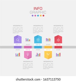 Business data visualization. Infographic element with icons and options or steps. Can be used for process, presentation, diagram, workflow layout, info graph, web design. Vector business template.