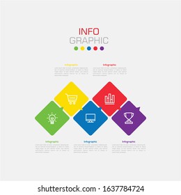 Business data visualization. Infographic element with icons and options or steps. Can be used for process, presentation, diagram, workflow layout, info graph, web design. Vector business template.