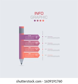 Business data visualization. Infographic element with icons and options or steps. Can be used for process, presentation, diagram, workflow layout, info graph, web design. Vector business template.