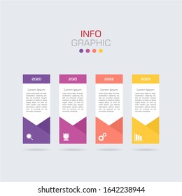 Business data visualization. Infographic element with icons and options or steps. Can be used for process, presentation, diagram, workflow layout, info graph, web design. Vector business template.