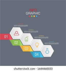 Business data visualization. Infographic element with icons and options or steps. Can be used for process, presentation, diagram, workflow layout, info graph, web design. Vector business template.