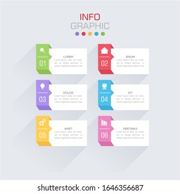 Business data visualization. Infographic element with icons and options or steps. Can be used for process, presentation, diagram, workflow layout, info graph, web design. Vector business template.