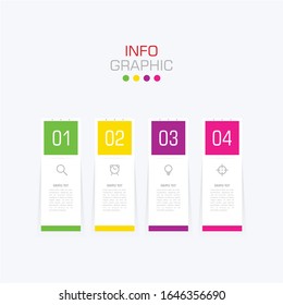 Business data visualization. Infographic element with icons and options or steps. Can be used for process, presentation, diagram, workflow layout, info graph, web design. Vector business template.
