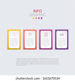 Business data visualization. Infographic element with icons and options or steps. Can be used for process, presentation, diagram, workflow layout, info graph, web design. Vector business template.