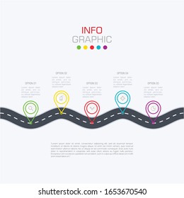 Visualización de datos empresariales. Elemento infográfico con iconos, opciones o pasos. Se puede utilizar para procesos, presentaciones, diagramas, diseño de flujo de trabajo, gráfico de información, diseño web. Plantilla de negocio de vectores.