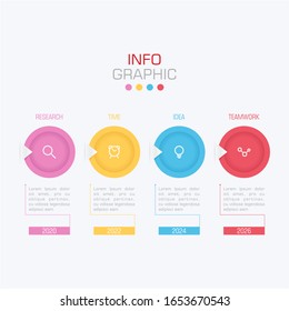 Business data visualization. Infographic element with icons and options or steps. Can be used for process, presentation, diagram, workflow layout, info graph, web design. Vector business template.