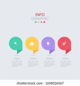 Business data visualization. Infographic element with icons and options or steps. Can be used for process, presentation, diagram, workflow layout, info graph, web design. Vector business template.