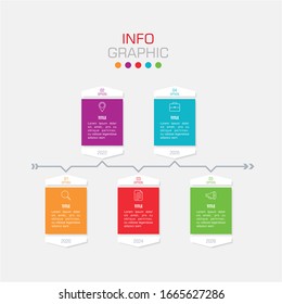 Business data visualization. Infographic element with icons and options or steps. Can be used for process, presentation, diagram, workflow layout, info graph, web design. Vector business template.