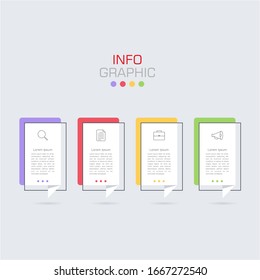 Business data visualization. Infographic element with icons and options or steps. Can be used for process, presentation, diagram, workflow layout, info graph, web design. Vector business template.