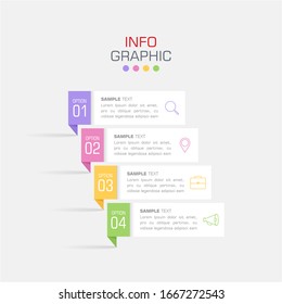 Business data visualization. Infographic element with icons and options or steps. Can be used for process, presentation, diagram, workflow layout, info graph, web design. Vector business template.