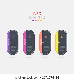 Business data visualization. Infographic element with icons and options or steps. Can be used for process, presentation, diagram, workflow layout, info graph, web design. Vector business template.