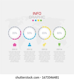 Business data visualization. Infographic element with icons and options or steps. Can be used for process, presentation, diagram, workflow layout, info graph, web design. Vector business template.