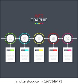 Business data visualization. Infographic element with icons and options or steps. Can be used for process, presentation, diagram, workflow layout, info graph, web design. Vector business template.