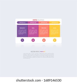 Business data visualization. Infographic element with icons and options or steps. Can be used for process, presentation, diagram, workflow layout, info graph, web design. Vector business template.