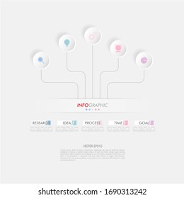 Business data visualization. Infographic element with icons and options or steps. Can be used for process, presentation, diagram, workflow layout, info graph, web design. Vector business template.