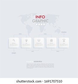 Business data visualization. Infographic element with icons and options or steps. Can be used for process, presentation, diagram, workflow layout, info graph, web design. Vector business template.