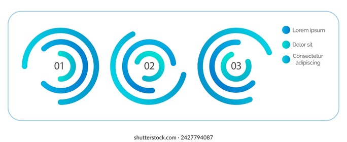 Visualización de datos empresariales. Iconos infográficos con 3 pasos diseñados para la plantilla de fondo abstracto. Se utiliza para la presentación de la estrategia y la tecnología del proyecto de marketing de la conexión de la educación