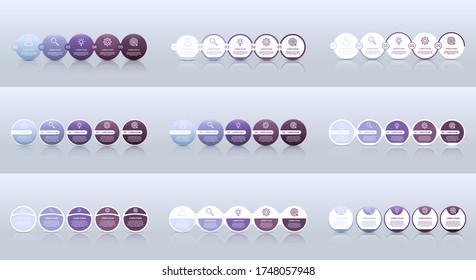 Business data visualization, infographic template with 5 steps on gray background, vector illustration