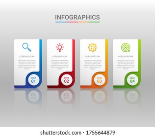 Business data visualization, infographic template with 4 steps on gray background, vector illustration