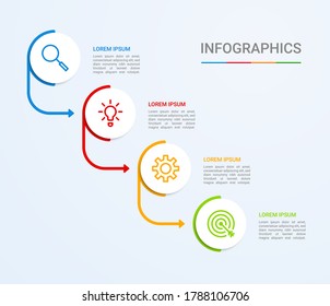 Business data visualization, infographic template with 4 steps on blue background, vector illustration