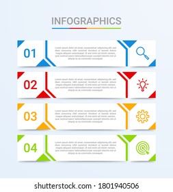 Business data visualization, infographic template with 4 steps on blue background, vector illustration