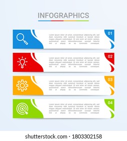 Business data visualization, infographic template with 4 steps on blue background, vector illustration