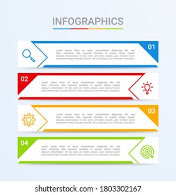 Business data visualization, infographic template with 4 steps on blue background, vector illustration