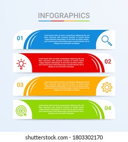 Business data visualization, infographic template with 4 steps on blue background, vector illustration