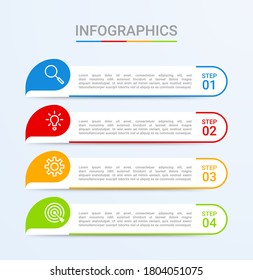 Business data visualization, infographic template with 4 steps on blue background, vector illustration