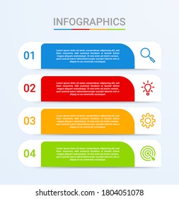 Business data visualization, infographic template with 4 steps on blue background, vector illustration