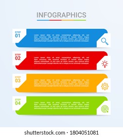 Business data visualization, infographic template with 4 steps on blue background, vector illustration