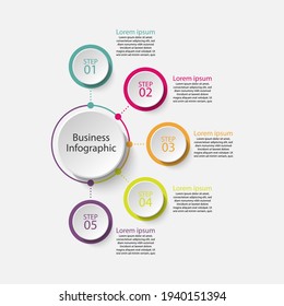 Business data visualization, infographic template with 5 steps 