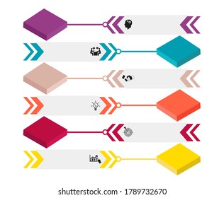 Business data visualization, infographics. Diagram of process elements using graphics, diagrams in six steps. Business vector for presentation.