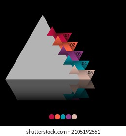 Visualización de datos empresariales, infografías. Diagrama de elementos de proceso con ayuda de gráficos, diagramas en cinco etapas, números. Vector de negocio para presentación.