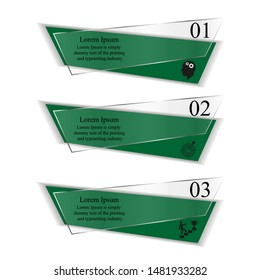Business data visualization, infographics. Scheme of the process of elements with the help of rectangles curved, transparent elements with shadow, with icons for business, numbers, text. 