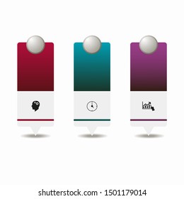 Business data visualization, infographics. Scheme of the process of elements with the help of graphics, diagrams of squares in three stages, numbers, variants, parts. Business vector for presentation.