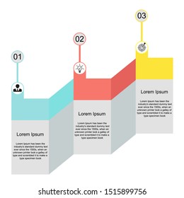 Business data visualization, infographics. Scheme of the process of elements with the help of graphics, diagrams in three steps, numbers, variants, parts. Business vector for presentation.