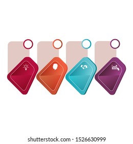 Business data visualization, infographics. Scheme of the process of elements with the help of graphics, diagrams of figures in four stages, options, parts. Business vector for presentation.