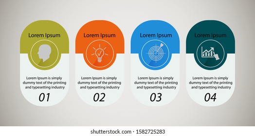 Business data visualization, infographics. Scheme of the process of elements with the help of graphics, diagrams oval in four stages 