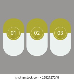 Business data visualization, infographics. Scheme of the process of elements with the help of graphics, diagrams were divided into three stages 