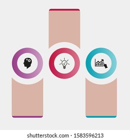 Business data visualization, infographics. Scheme of the process of elements with the help of graphics, diagrams in three stages, icons, variants, parts. Business vector for presentation.