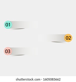 Business data visualization, infographics. Scheme of the process of elements with the help of graphics, diagrams in three stages, numbers, variants, parts. Business vector for presentation.