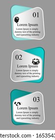 Visualización de datos empresariales, infografías. Esquema del proceso de elementos que utilizan gráficos,
 diagramas de rectángulos curvados cuatro etapas, números, variantes, partes. Vector de negocio para presentación.
