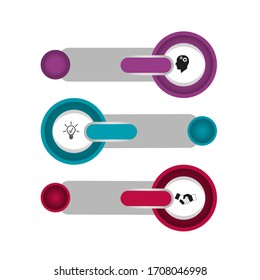 Business data visualization, infographics. Scheme of the process of elements with the help of graphics, diagrams in three stages, numbers, variants, parts. Business vector for presentation.