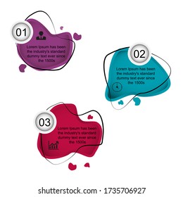 Business data visualization, infographics. Scheme of the process of elements using graphics, diagrams in three stages, numbers, options, parts. Business vector for presentation.
