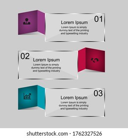 Business data visualization, infographics. Scheme of the process of elements using graphics, diagrams in three steps, numbers, options, parts. Business vector for presentation