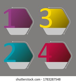 Business data visualization, infographics. Scheme of the process of elements using graphics, diagrams in four stages, numbers, options, parts. Business vector for presentation