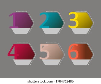 Business data visualization, infographics. Scheme of the process of elements using graphics, diagrams in six stages, numbers, options, parts. Business vector for presentation.